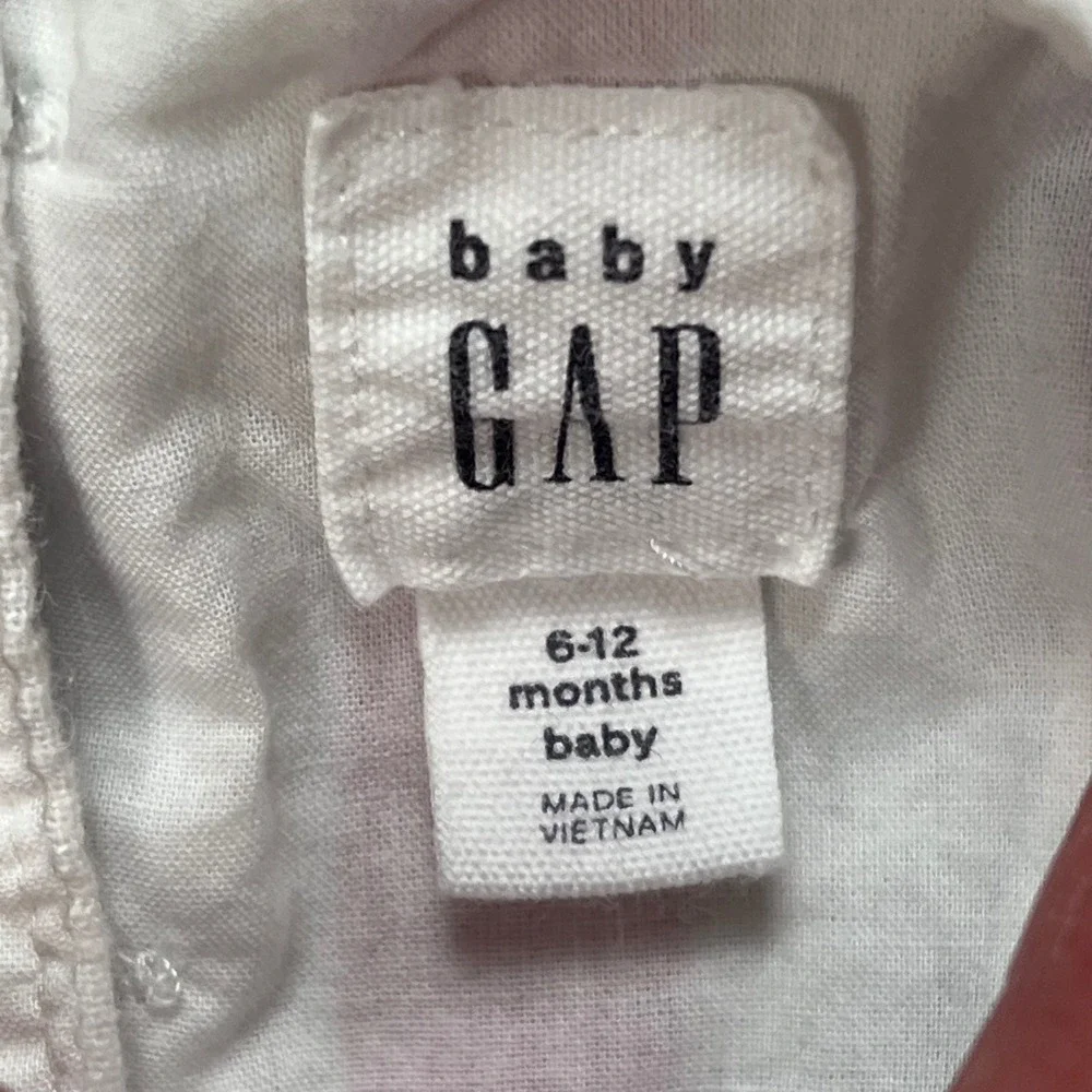 Baby Gap Kids 6-12M Linen Cotton Pastel Stripe Ruffle Sleeve Dress Coastal